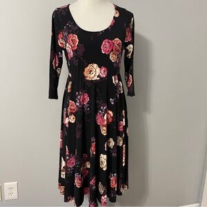 Torrid Black and Pink Sundress with 3/4 Sleeves